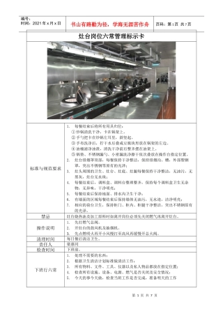 厨房管理标示卡