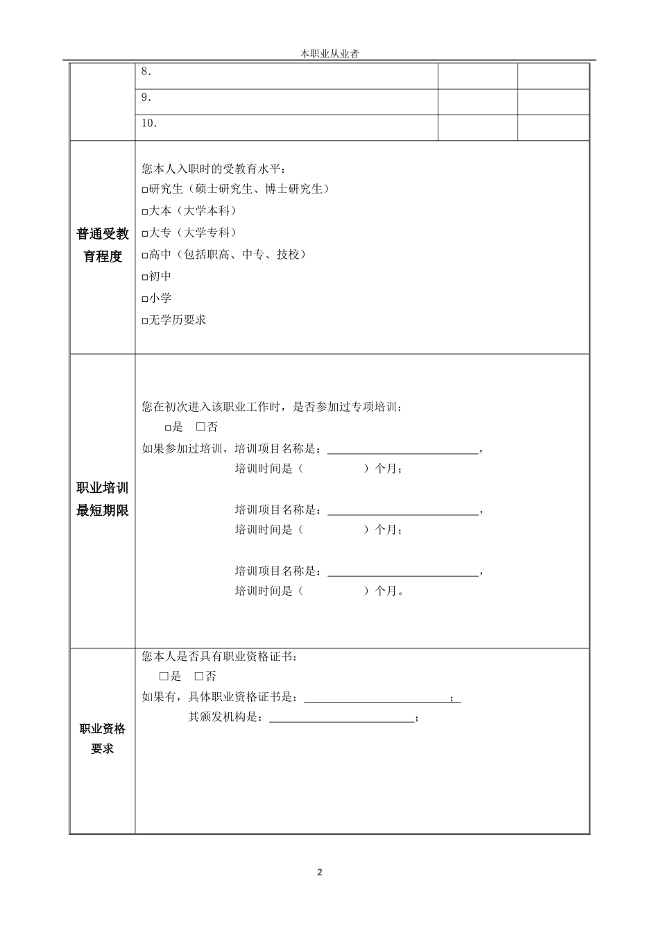 房地产测量人员-拟新增职业描述信息采集表-本职业从业_第2页