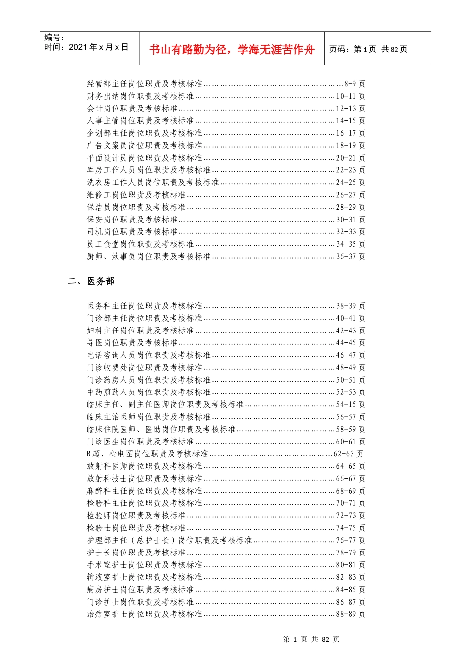医院岗位职责及考核标准概述_第2页