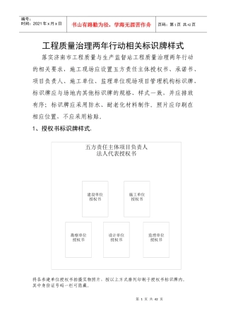 工程质量治理两年行动相关标识牌样式