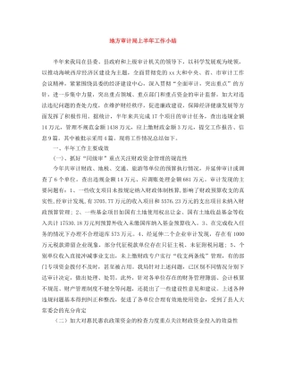 地方审计局上半年工作小结 