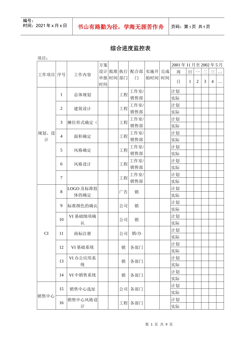 房地产综合进度监控表_第1页