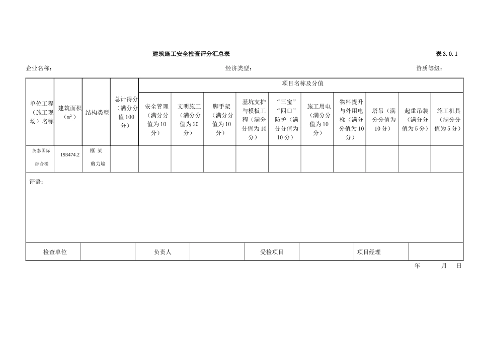 建筑施工安全检查评分表_第1页