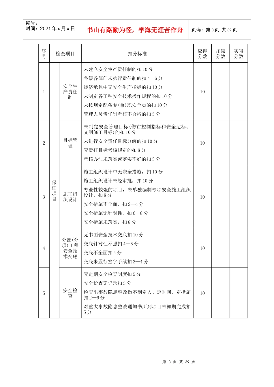 建筑施工安全检查评分表_第3页