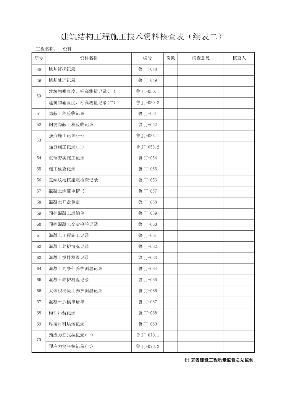 山东建筑工程建筑结构施工技术资料_全套资料表格DB37T507word_第3页