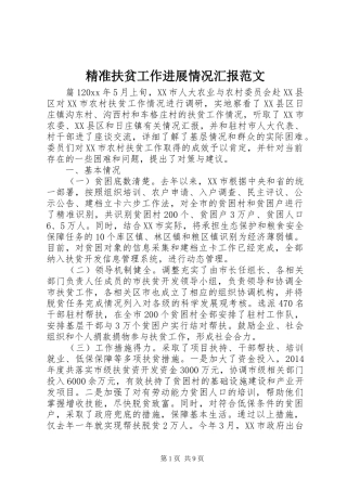 精准扶贫工作进展情况汇报范文