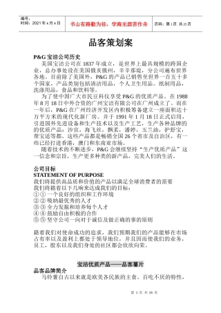 宝洁公司品客策划案