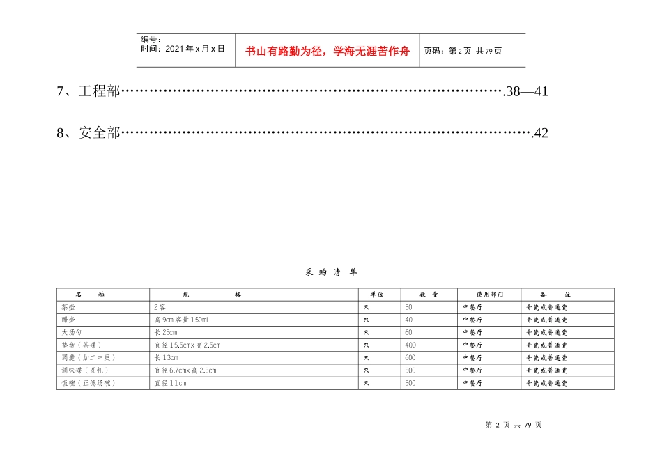 国际酒店八个部门采购必备清单明细_第2页