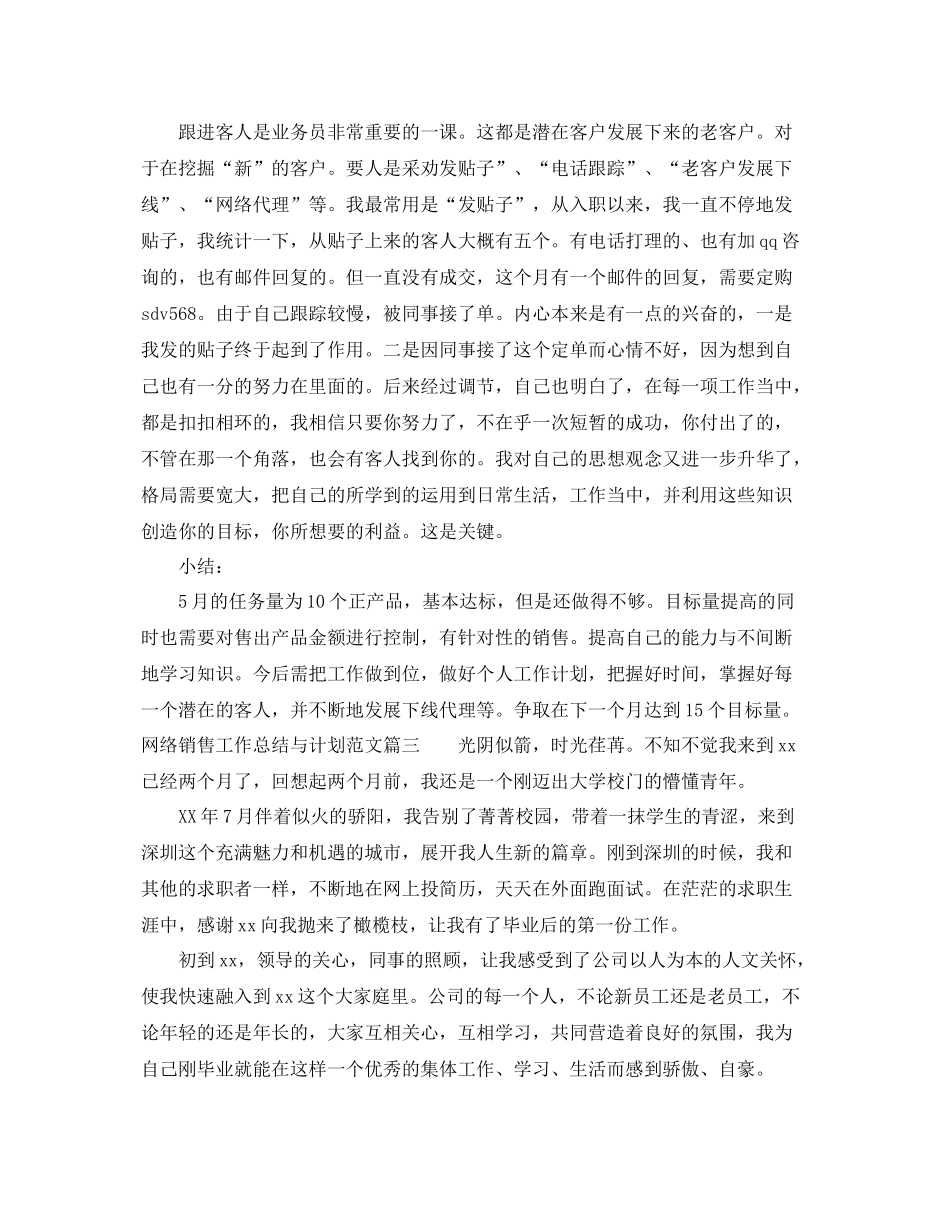 网络销售工作总结与计划精彩例文 _第3页