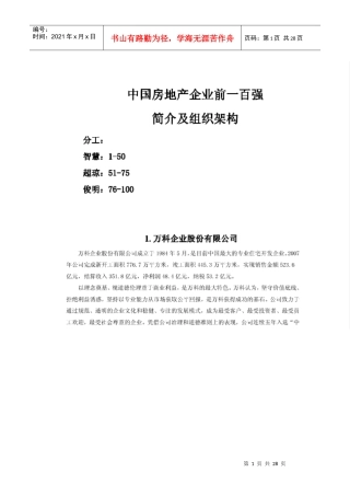 房地产百强构架