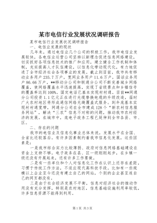 某市电信行业发展状况调研报告