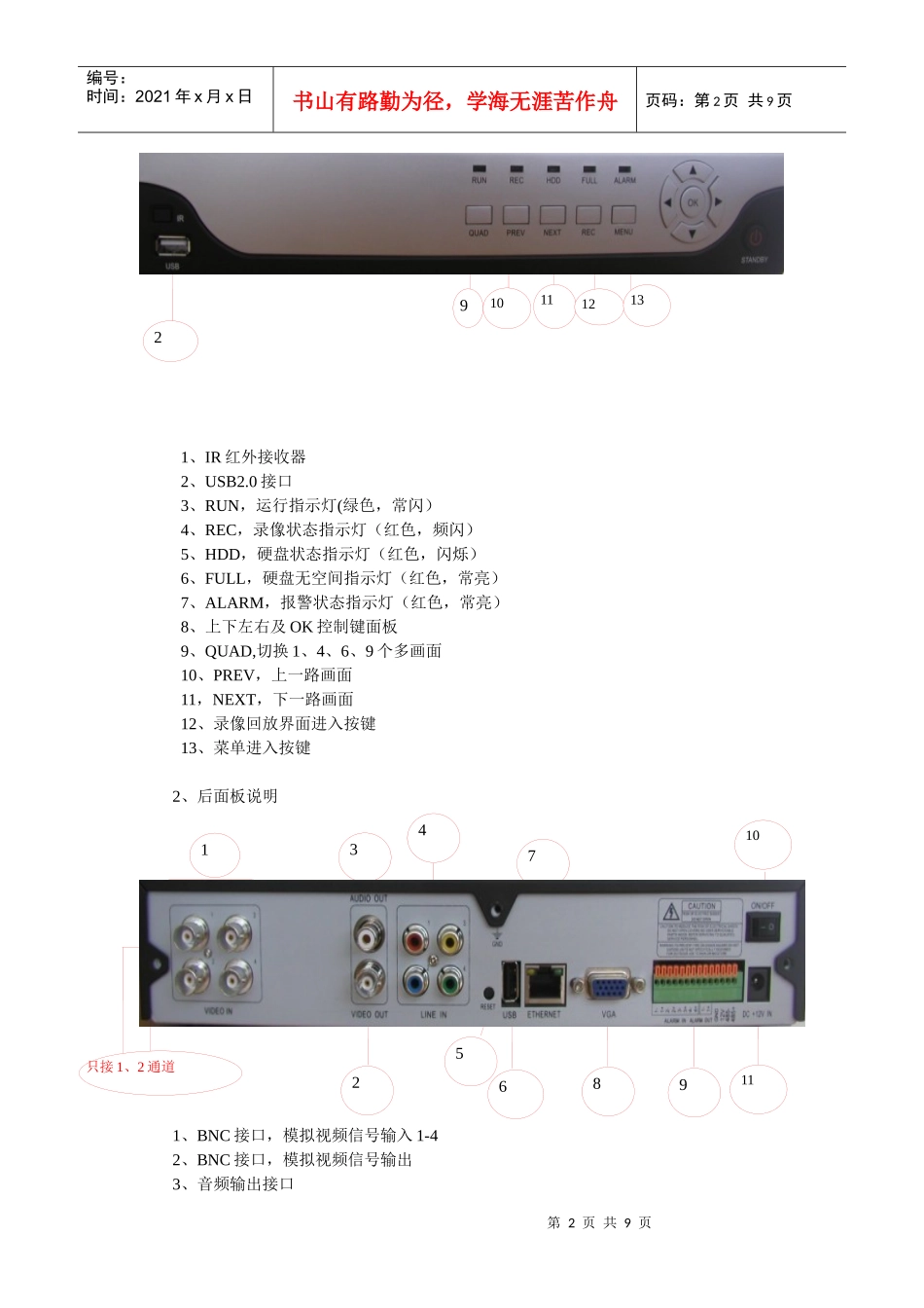 新华保险监控DVR安装简要说明_第2页