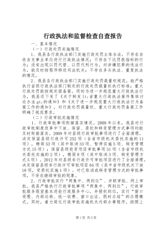 行政执法和监督检查自查报告