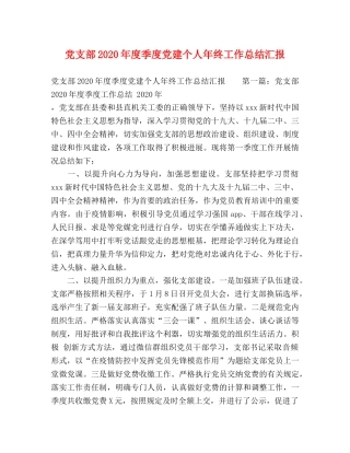 党支部2020年度季度党建个人年终工作总结汇报 