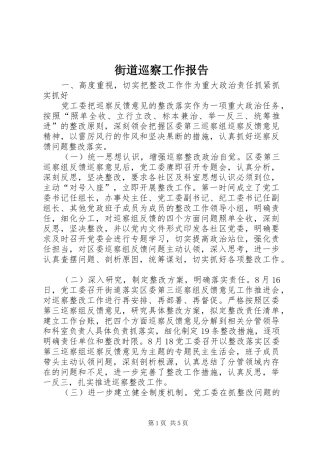 街道巡察工作报告