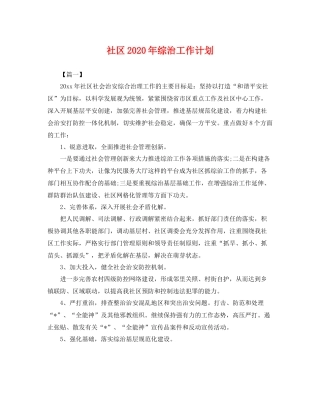 社区年综治工作计划 