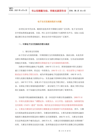 支付结算专题之一：中国电子支付发展的现状与问题