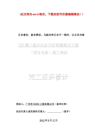 小型农田水利示范镇建设工程施工组织设计完整版