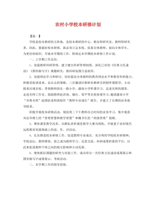 农村小学校本研修计划 