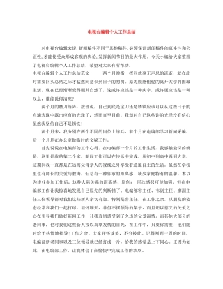 电视台编辑个人工作总结 