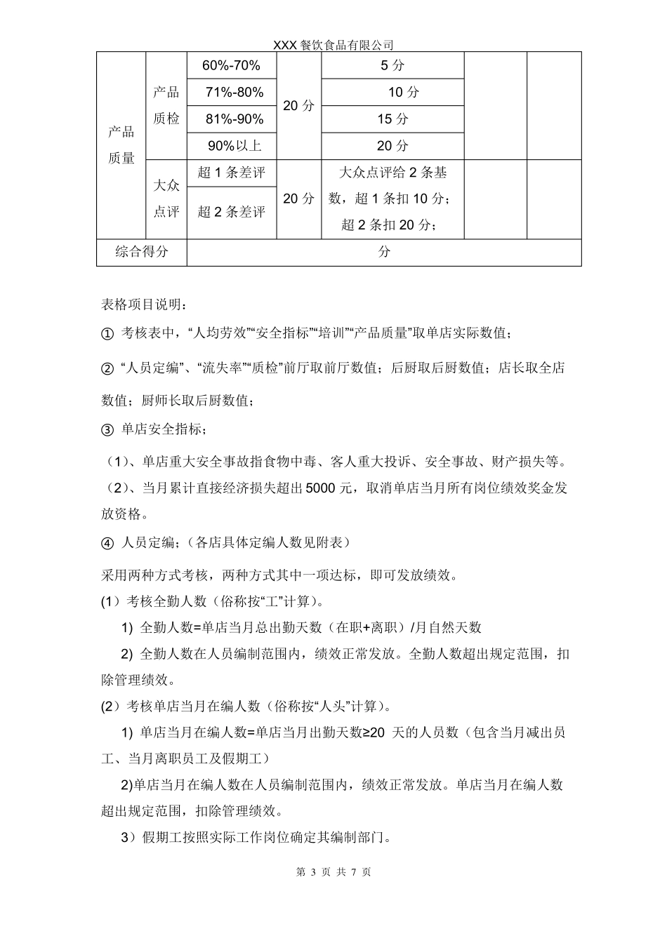 餐饮单店绩效方案_第3页