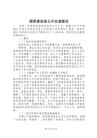 国资委信息公开自查报告