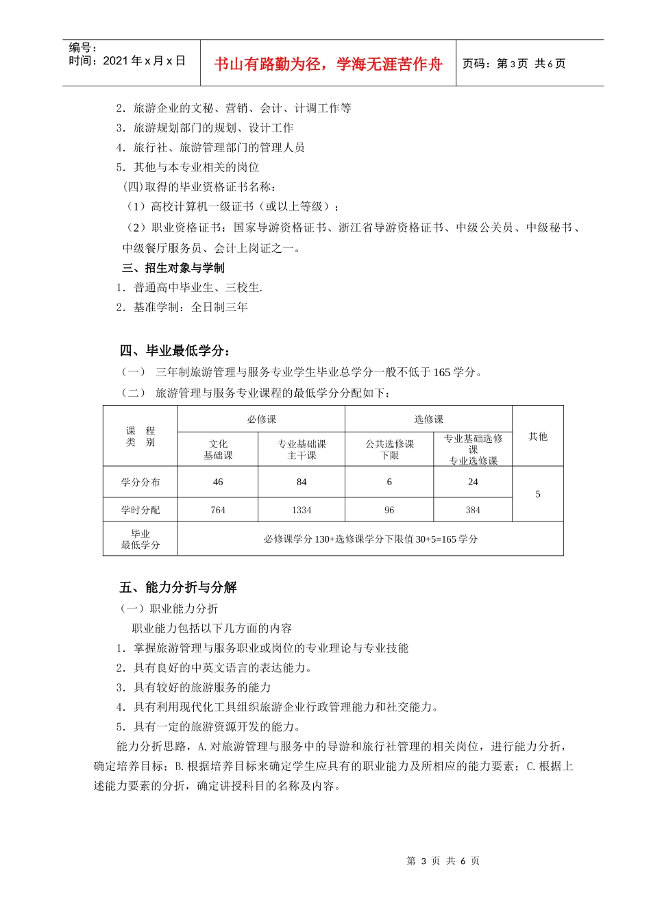 旅游管理专业教学计划_第3页