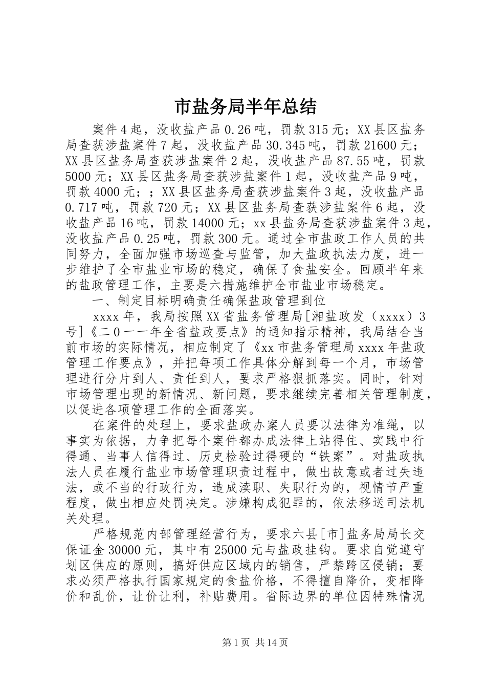 市盐务局半年总结_第1页