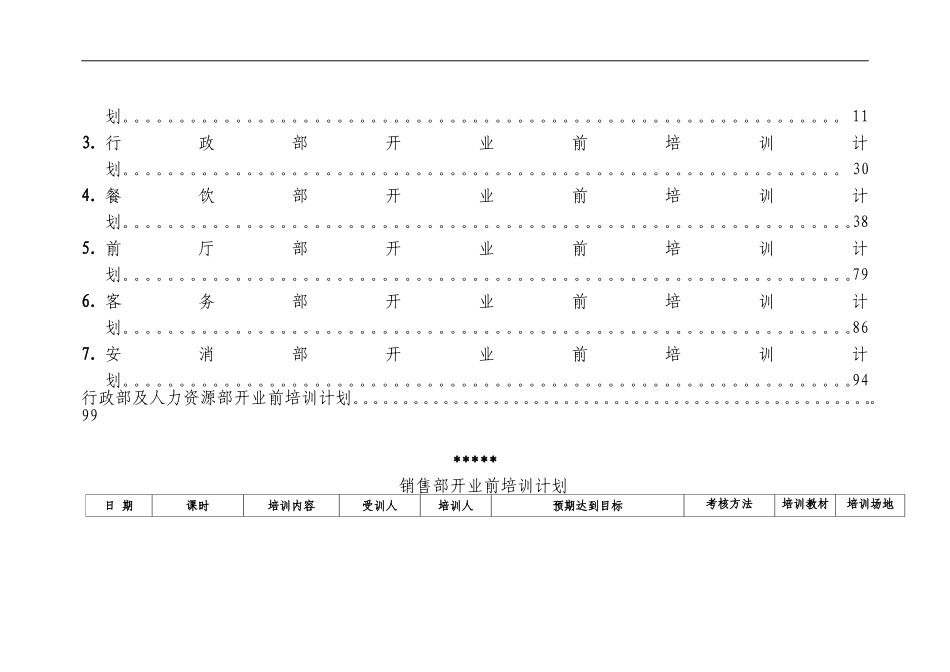 国际大酒店开业前培训计划_第3页