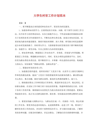 大学生村官工作计划范本 
