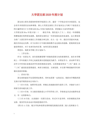 大学团支部2020年度计划 