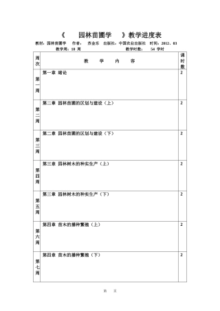 园林苗圃学教案