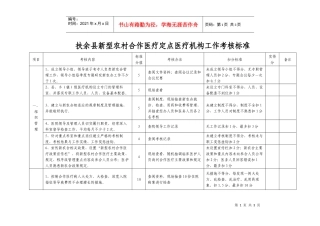 扶余县新型农村合作医疗定点医疗机构工作考核标准