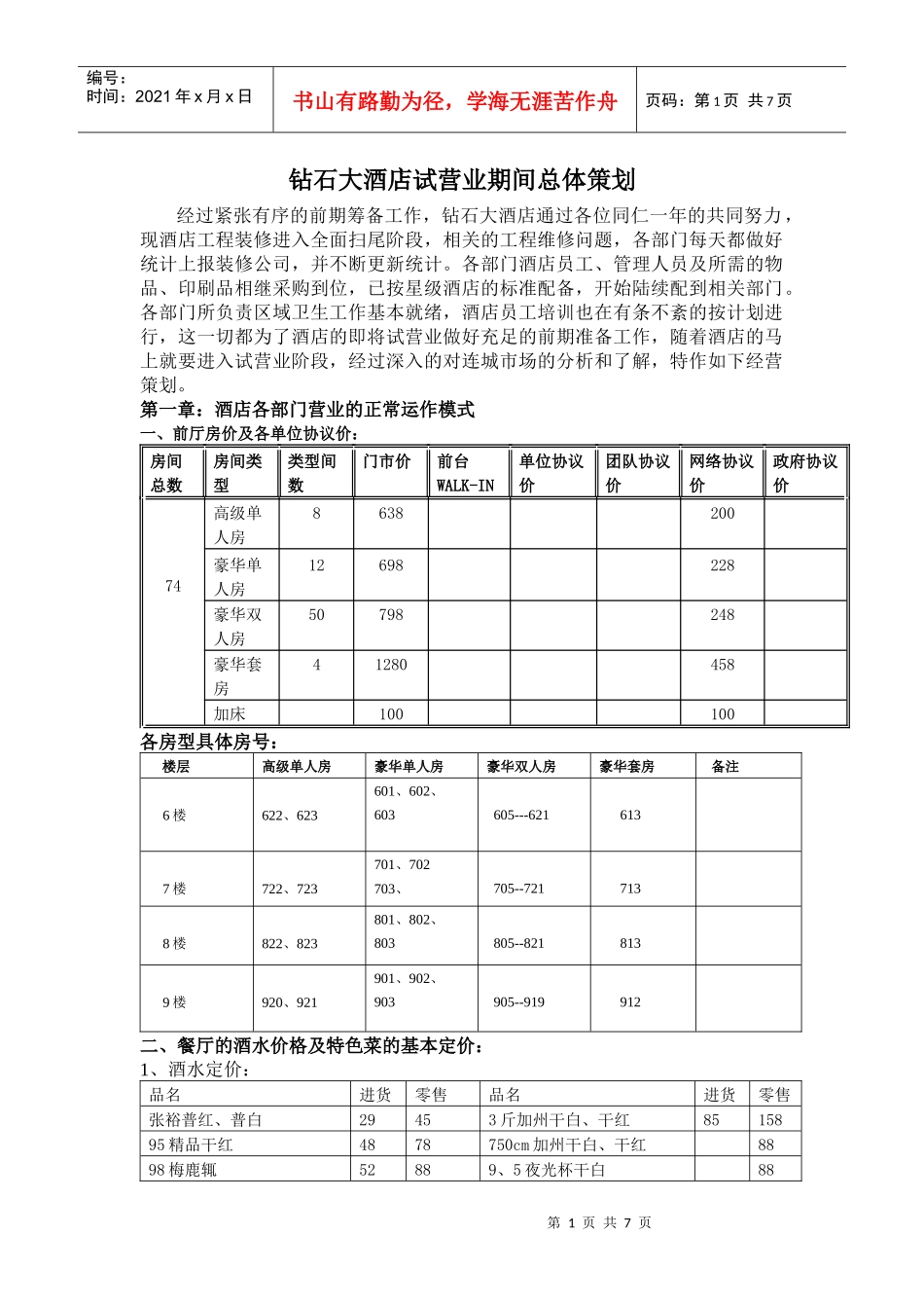 大酒店试营业期间总体策划_第1页