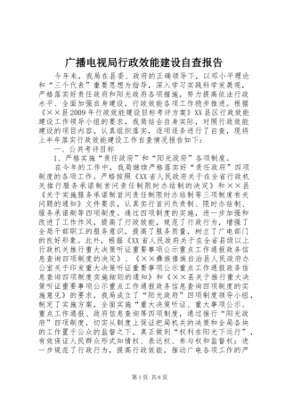 广播电视局行政效能建设自查报告