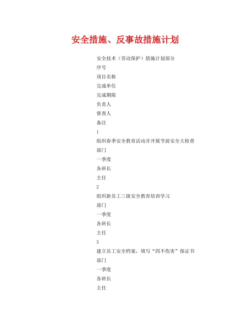 《安全管理文档》之安全措施反事故措施计划_第1页