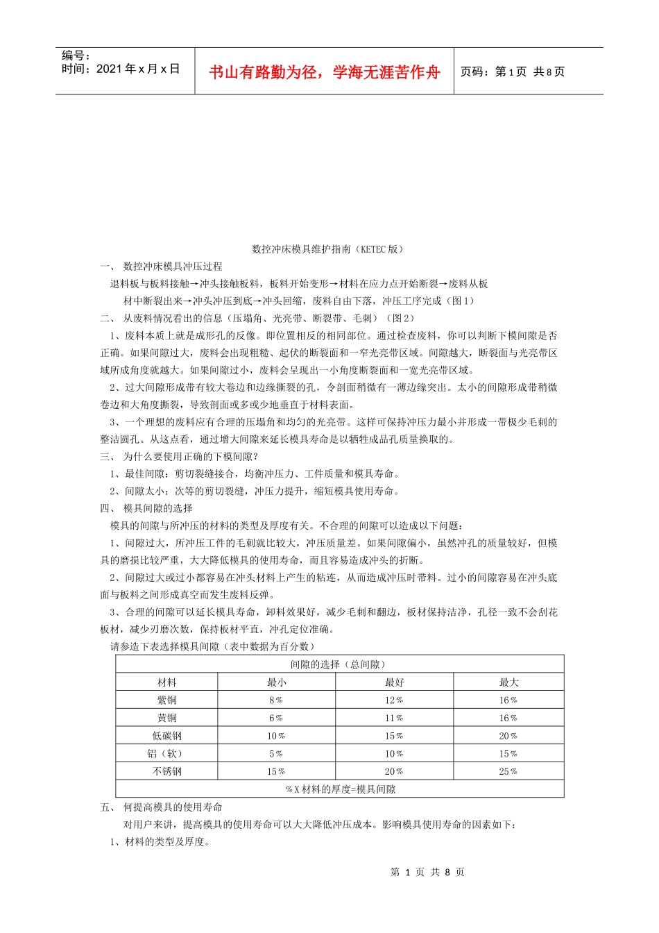 数控冲床模具维护指导书_第1页