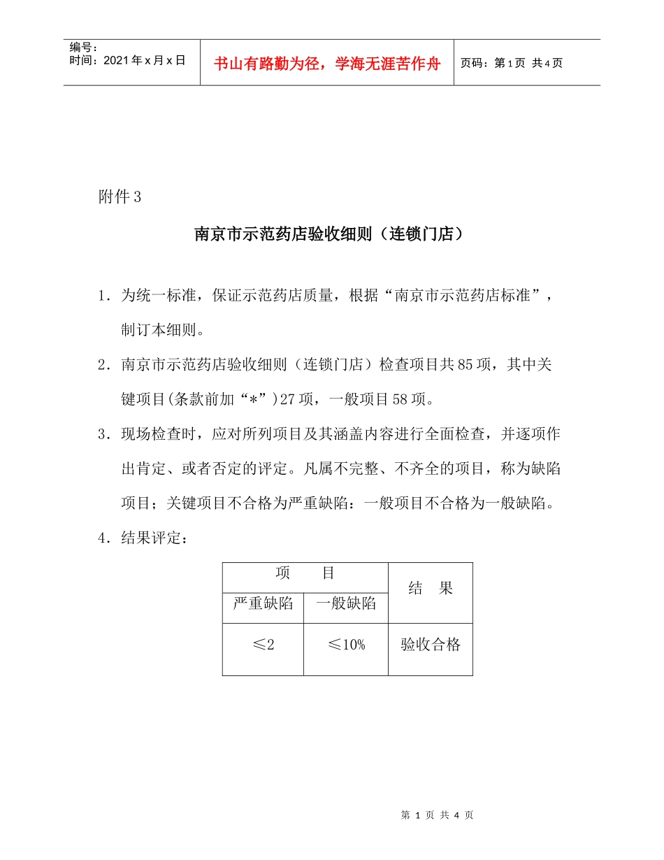 南京市示范连锁药店验收规定_第1页