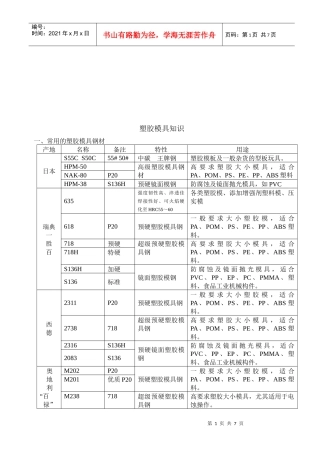 塑胶模具知识概述