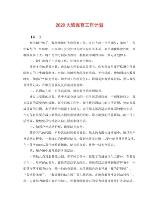 大班保育工作计划 