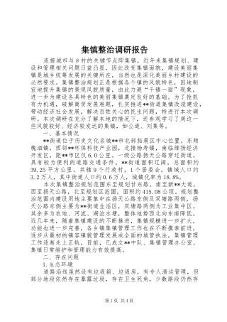 集镇整治调研报告