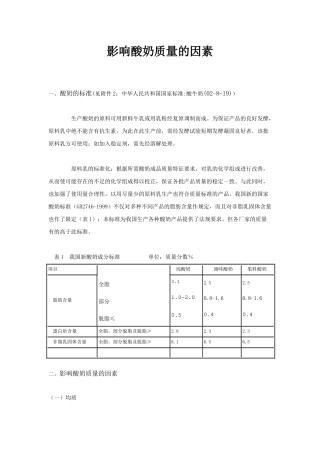 影响酸奶质量的因素