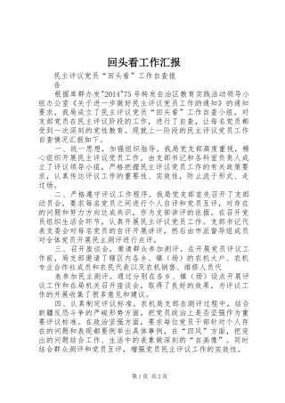 回头看工作汇报