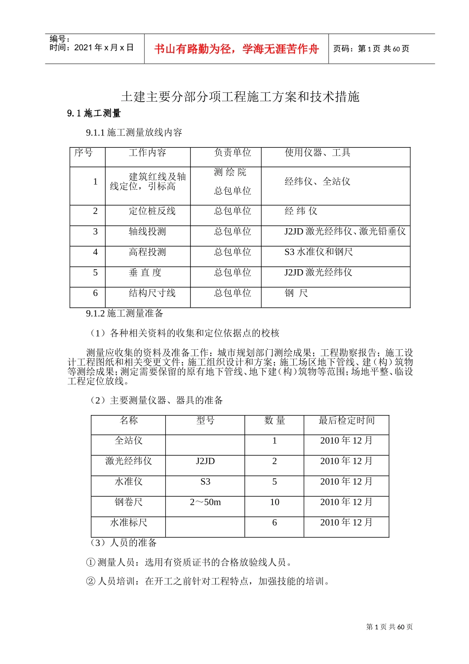 土建主要分部分项工程施工方案和技术措施(DOC63页)_第1页