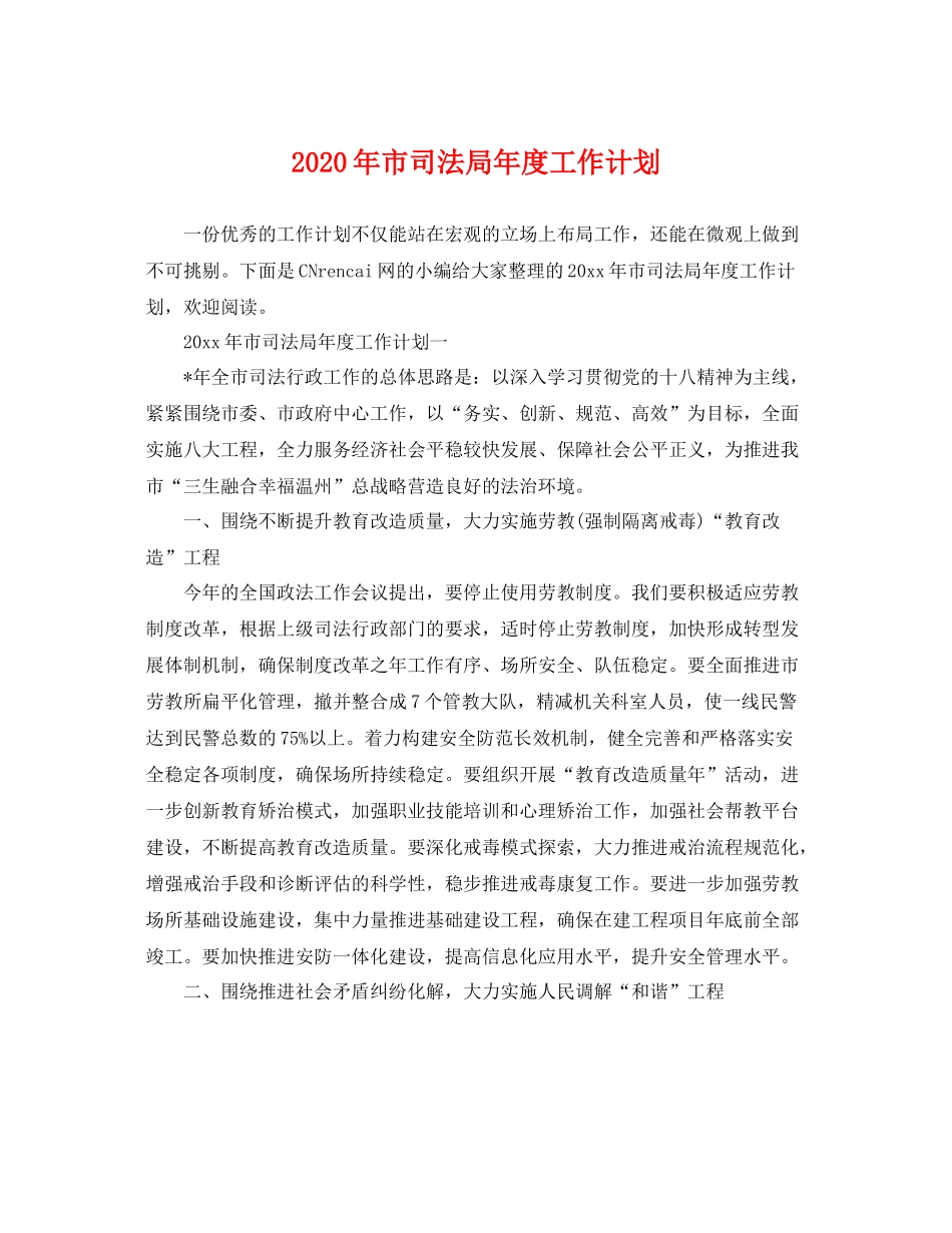 2020年市司法局年度工作计划 _第1页