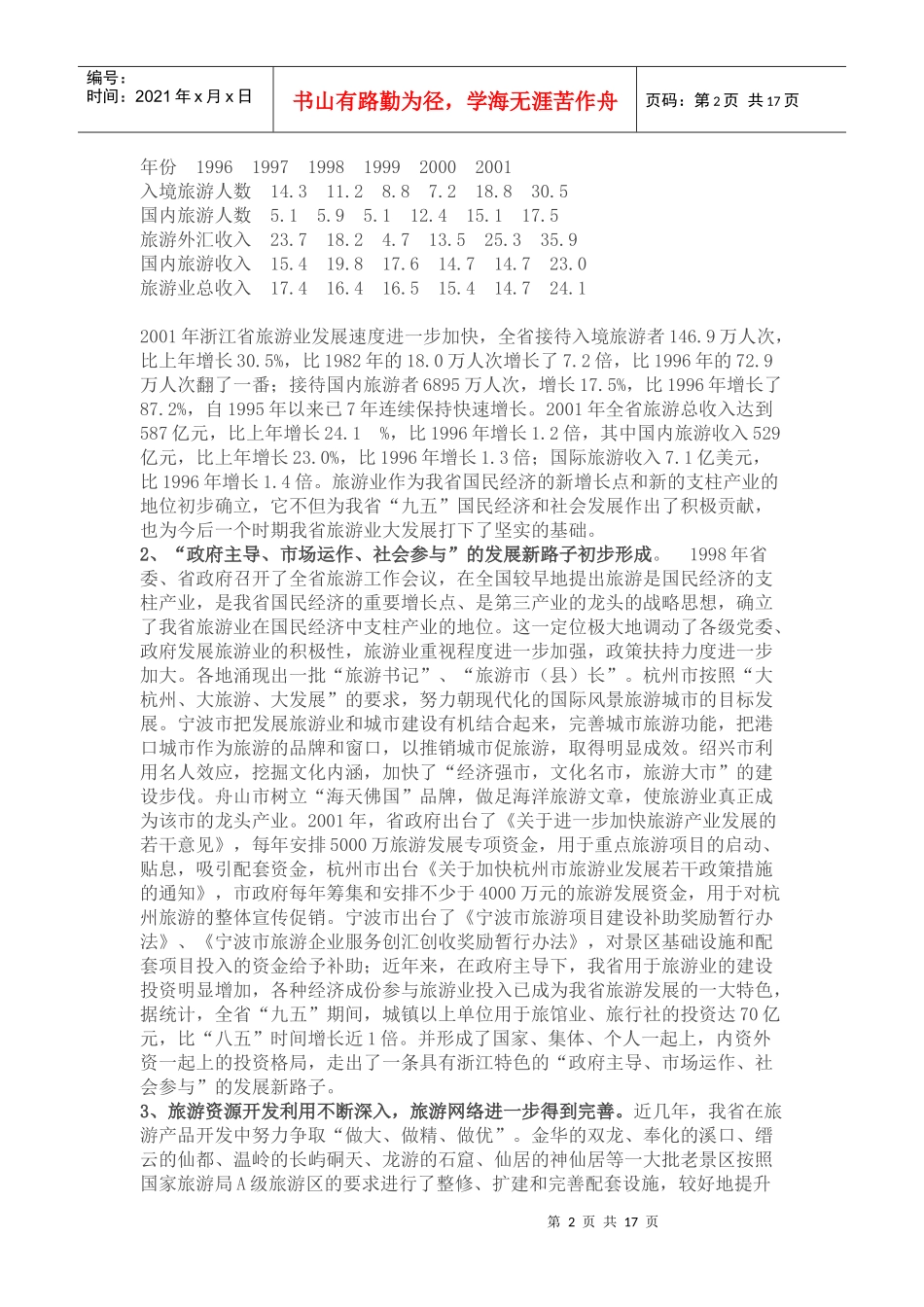 对浙江省旅游业发展现状的分析和思考_第2页