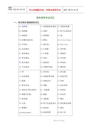 微生物学专业词汇-有关微生物细胞的词汇