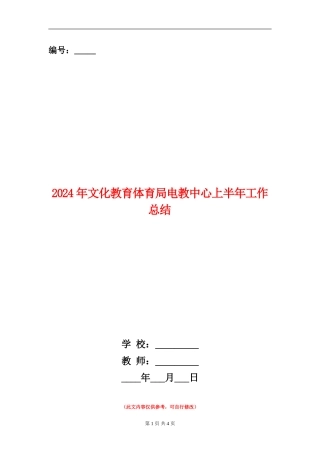 2024年文化教育体育局电教中心上半年工作总结