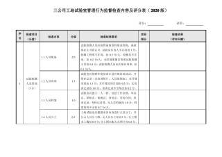 公司工地试验室管理行为监督检查内容及评分表2020版