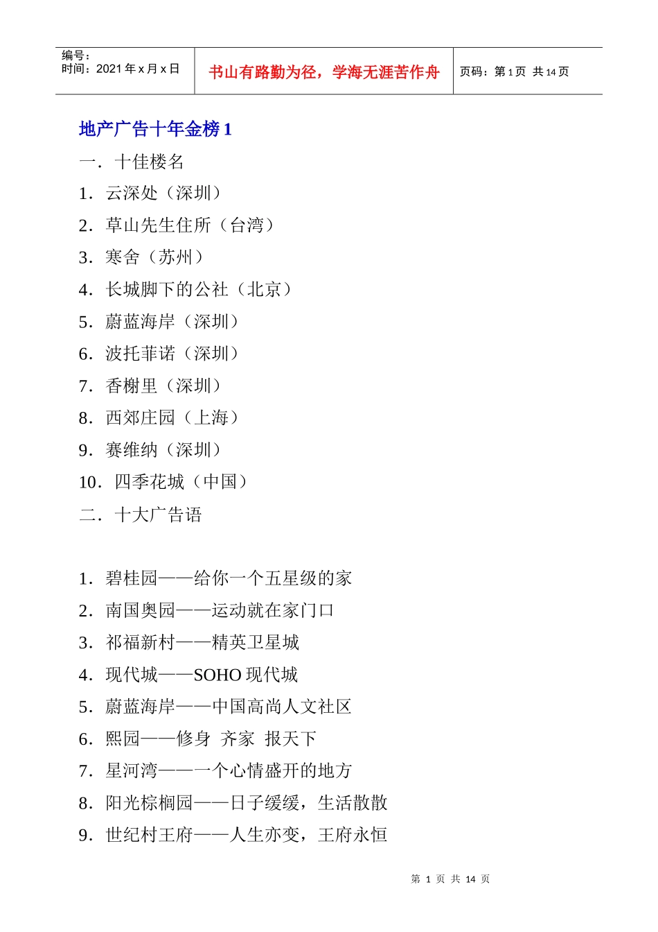 地产广告十年金榜_第1页